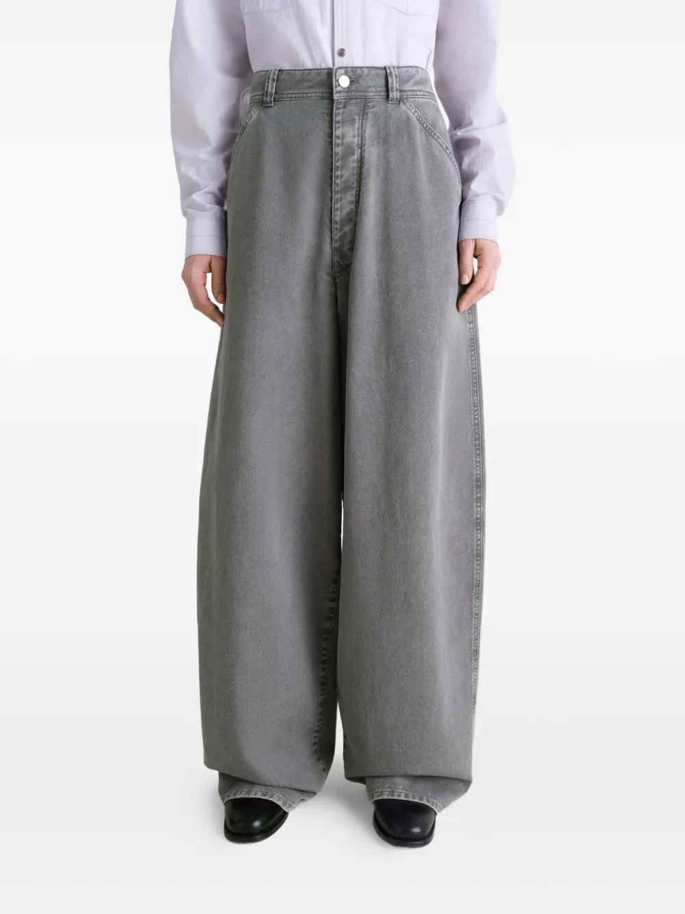 LEMAIRE Broek met toelopende pijpen en snowwash-effect Grijs