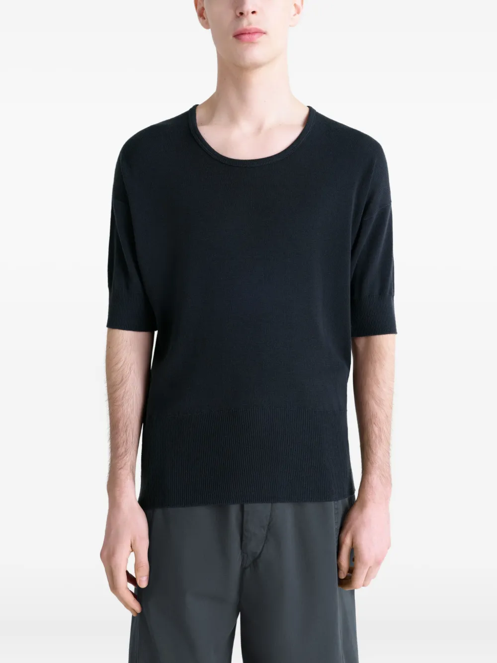 LEMAIRE Geribbeld T-shirt Zwart