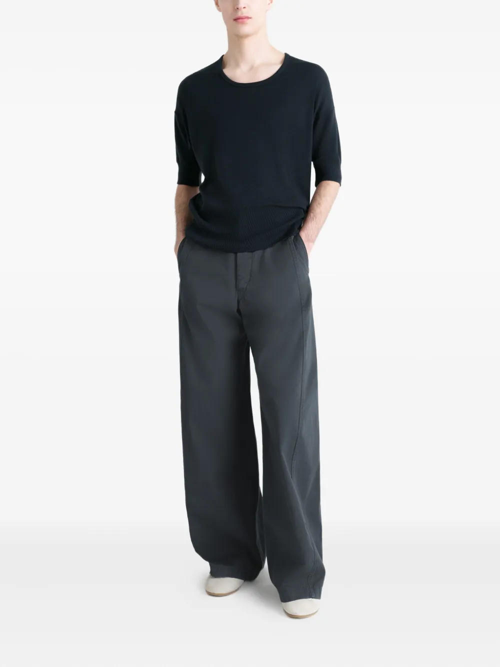LEMAIRE Geribbeld T-shirt - Zwart