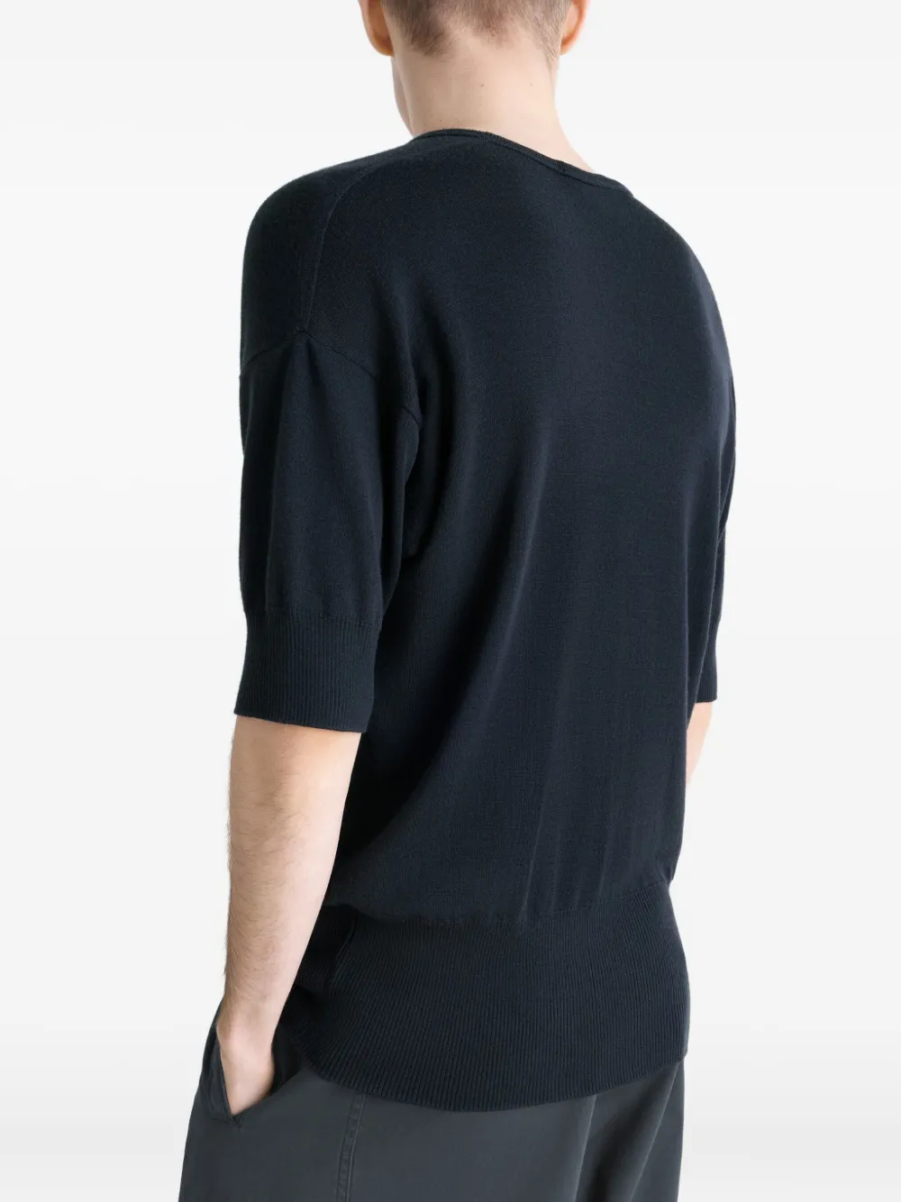 LEMAIRE Geribbeld T-shirt Zwart