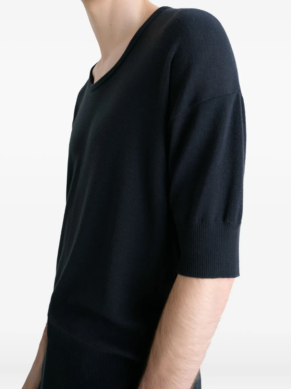 LEMAIRE Geribbeld T-shirt Zwart