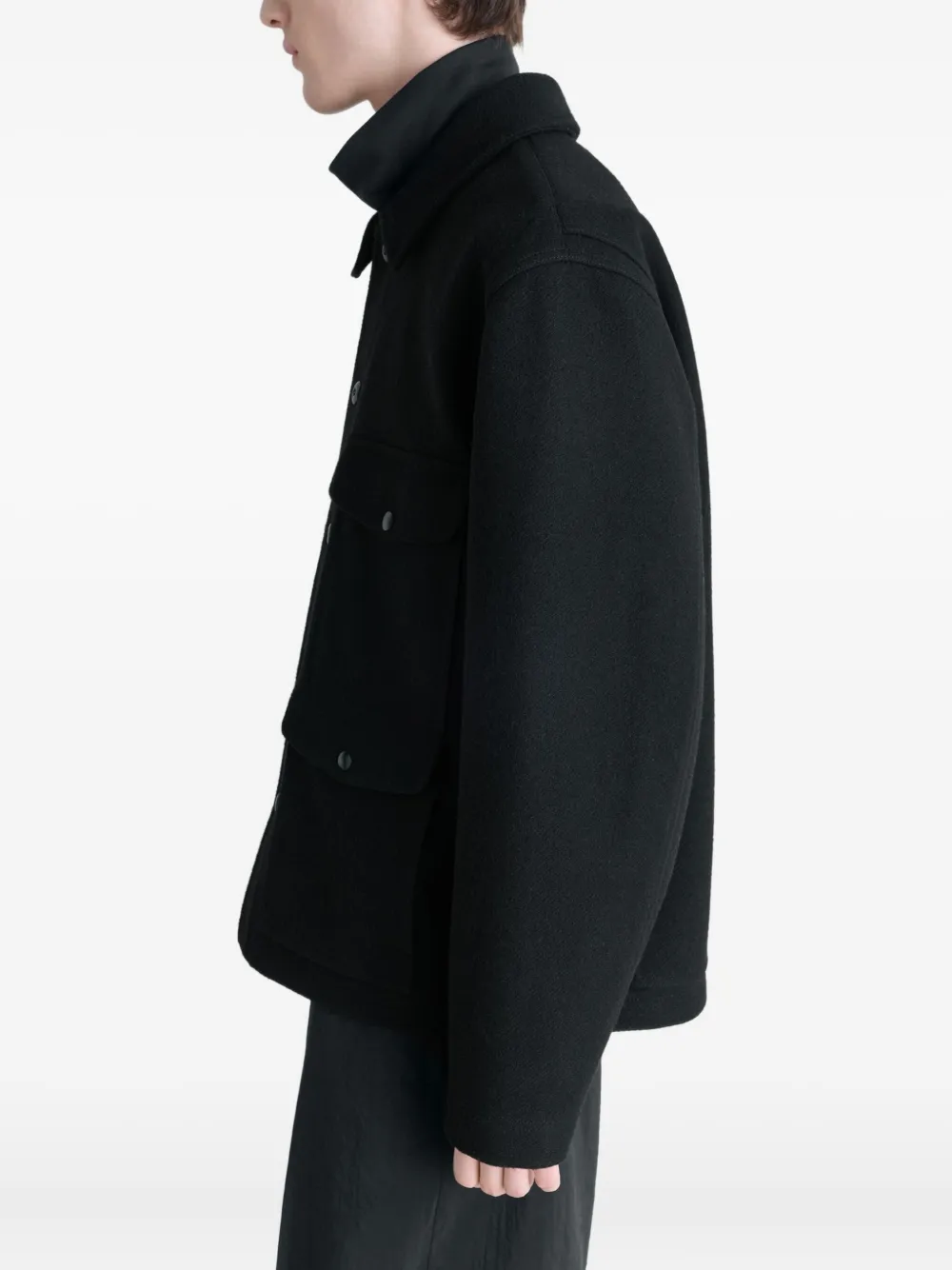 Lemaire Patch-pocket Buttoned Shirt Jacket In Black