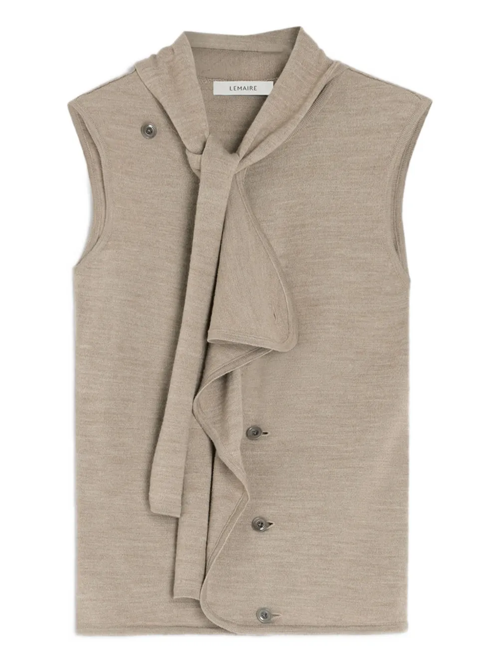 LEMAIRE tie-neck asymmetrical-design knitted top | Neutrals | Image 1