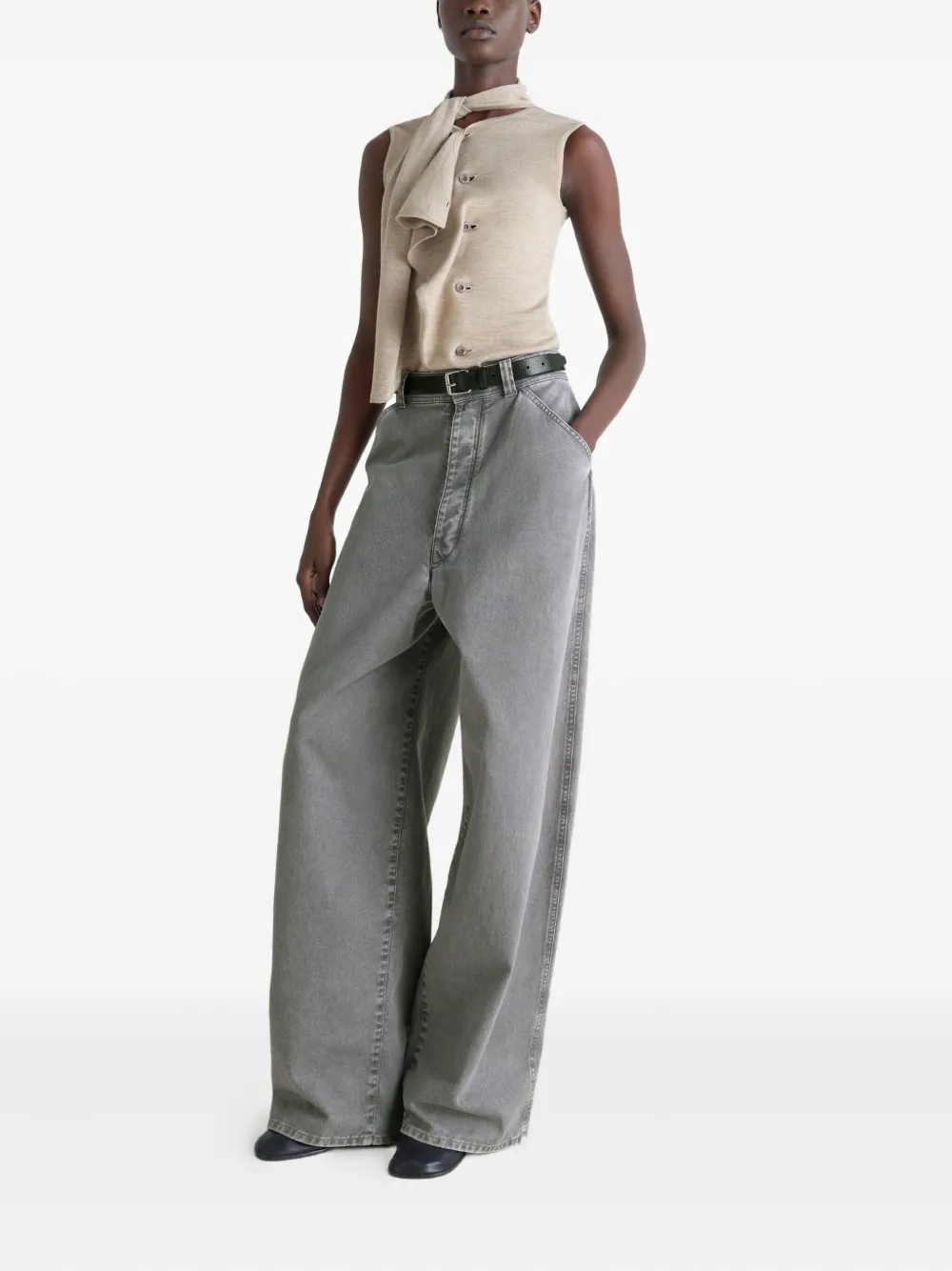 LEMAIRE tie-neck asymmetrical-design knitted top | Knitted Tops | Image 2