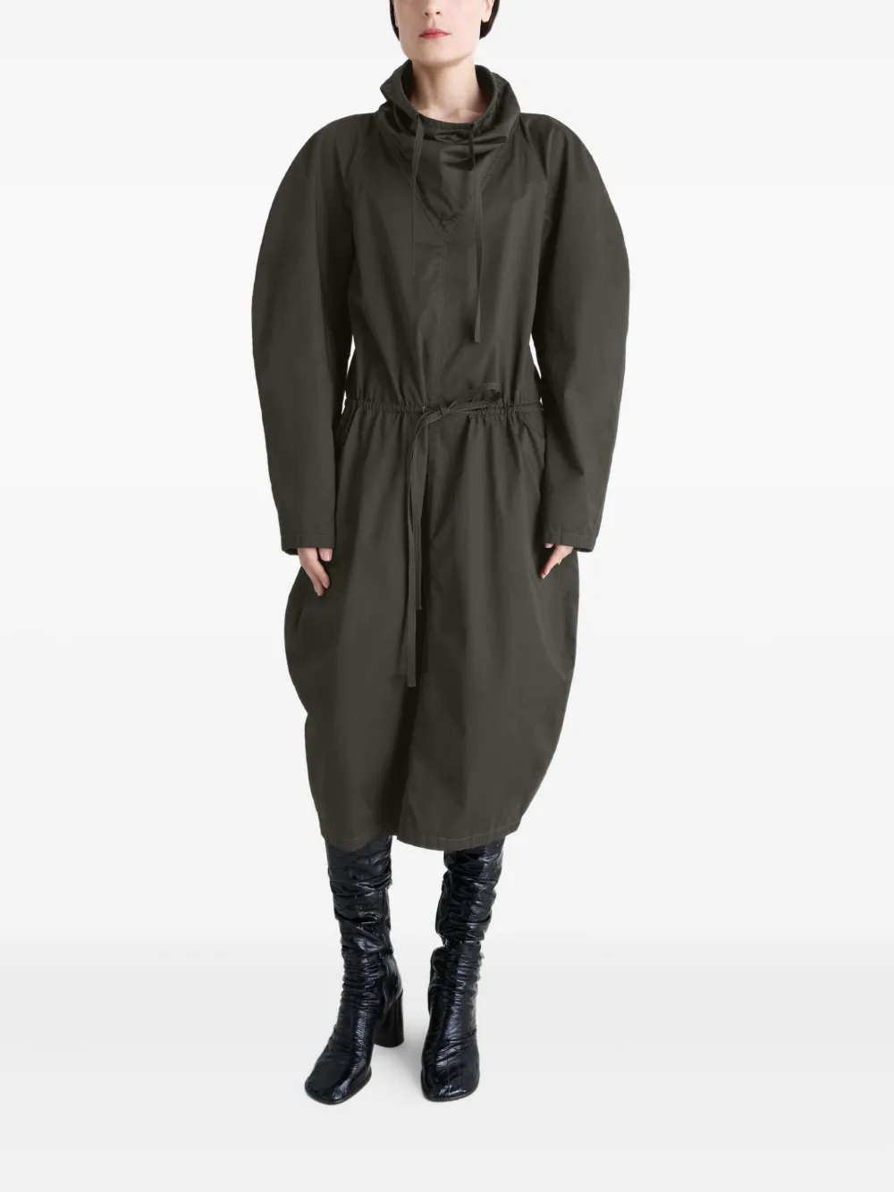 LEMAIRE Vareuse midi-jurk met trekkoord en raglan mouwen - Bruin