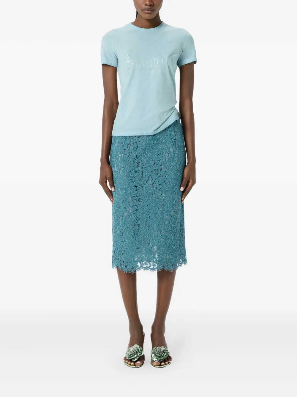 Blumarine Kokerrok met kant Blauw