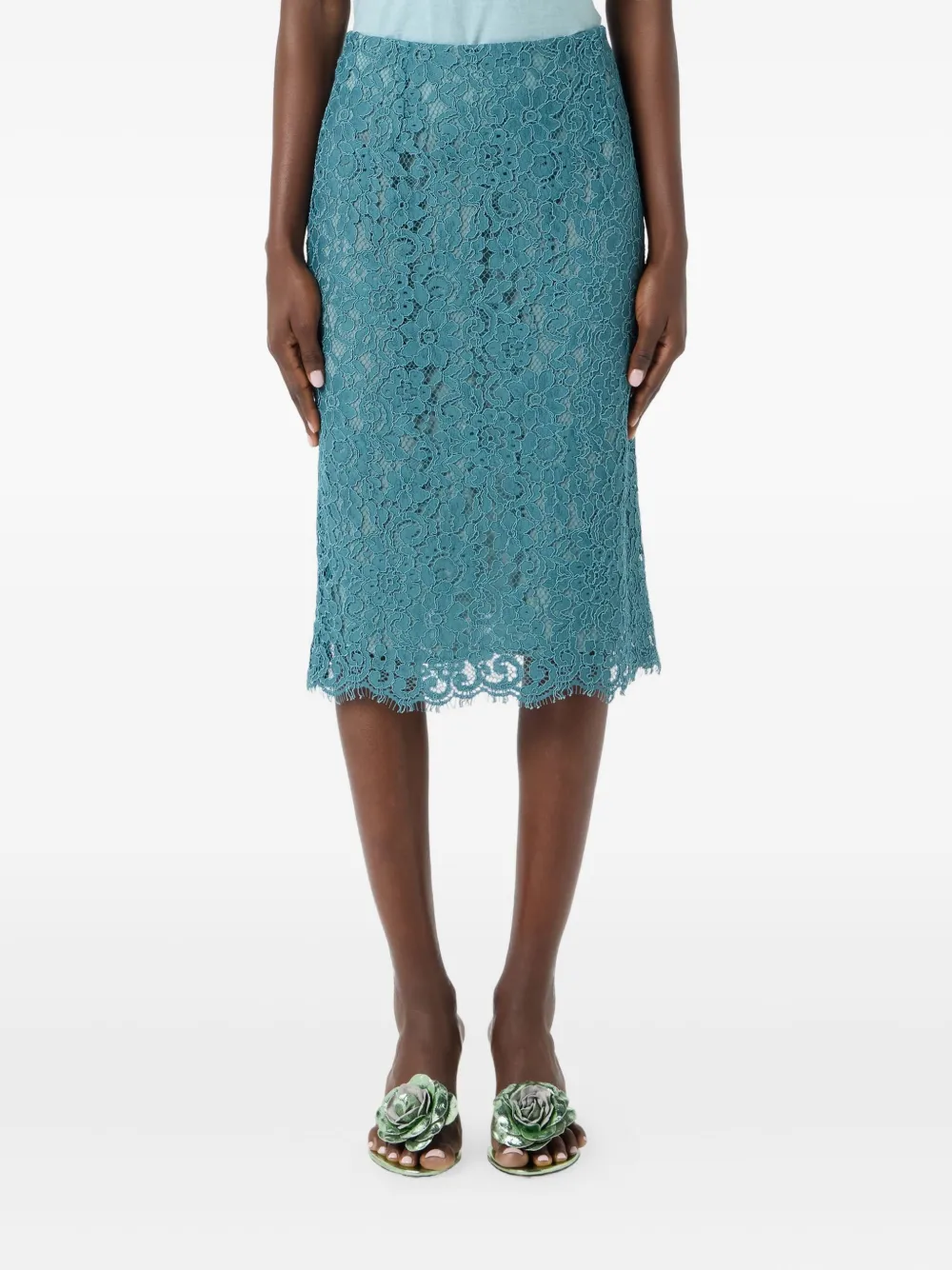 Blumarine Kokerrok met kant Blauw