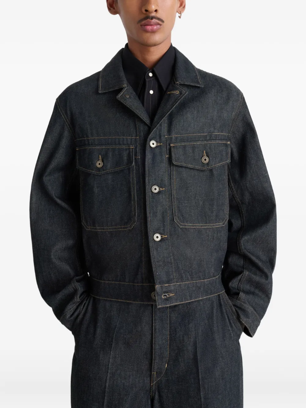 Lemaire Patch-pocket Denim Jacket In Gold