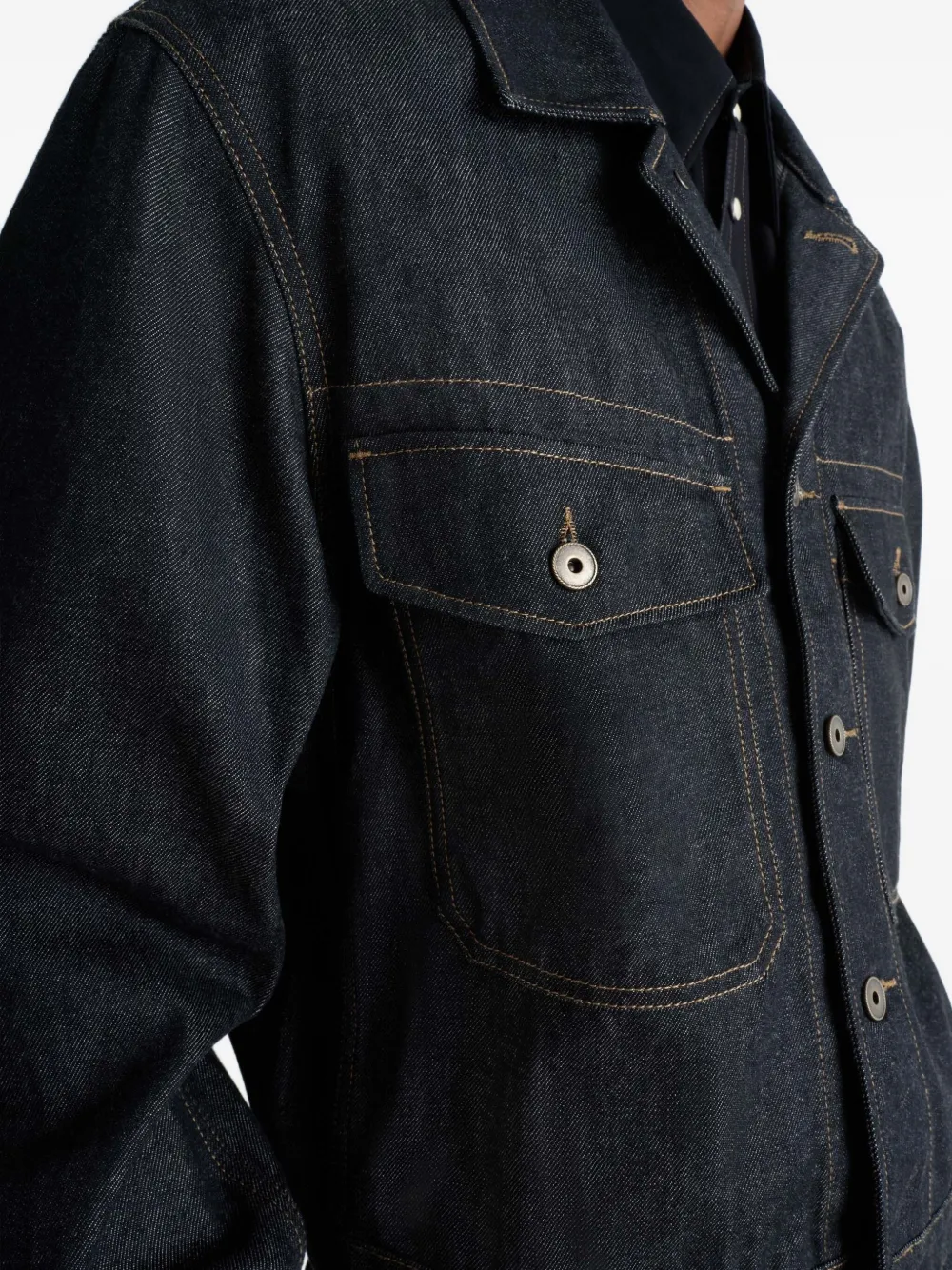 Lemaire Patch-pocket Denim Jacket In Gold
