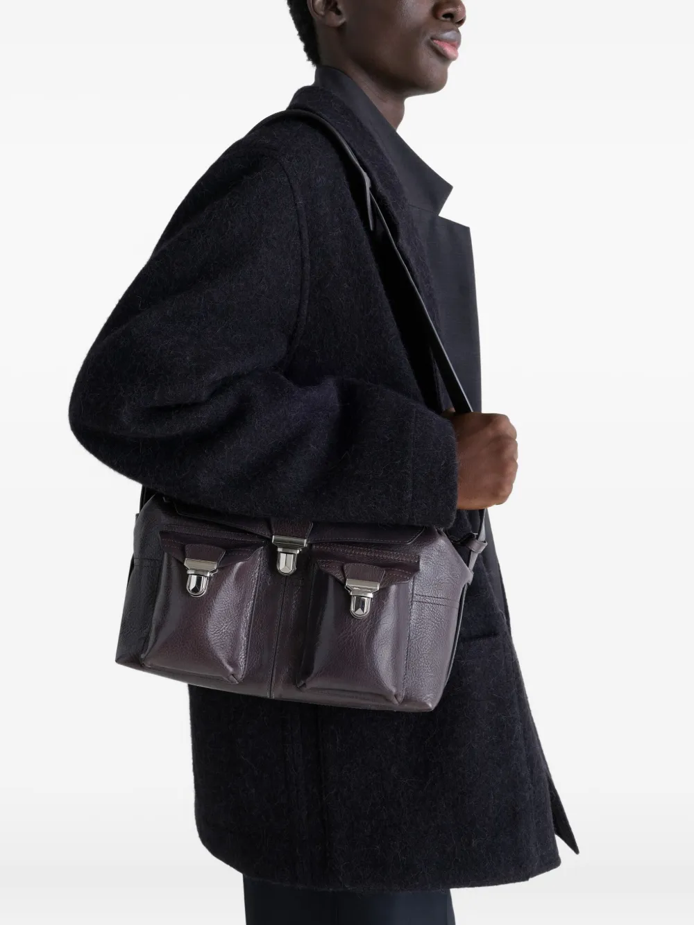 LEMAIRE medium Gear leather shoulder bag Zwart