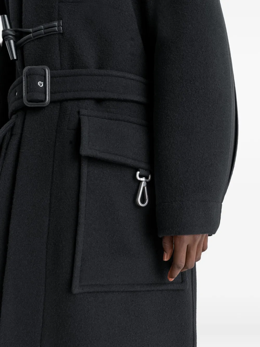 Lemaire Belted Toggle-fastening Coat In Black
