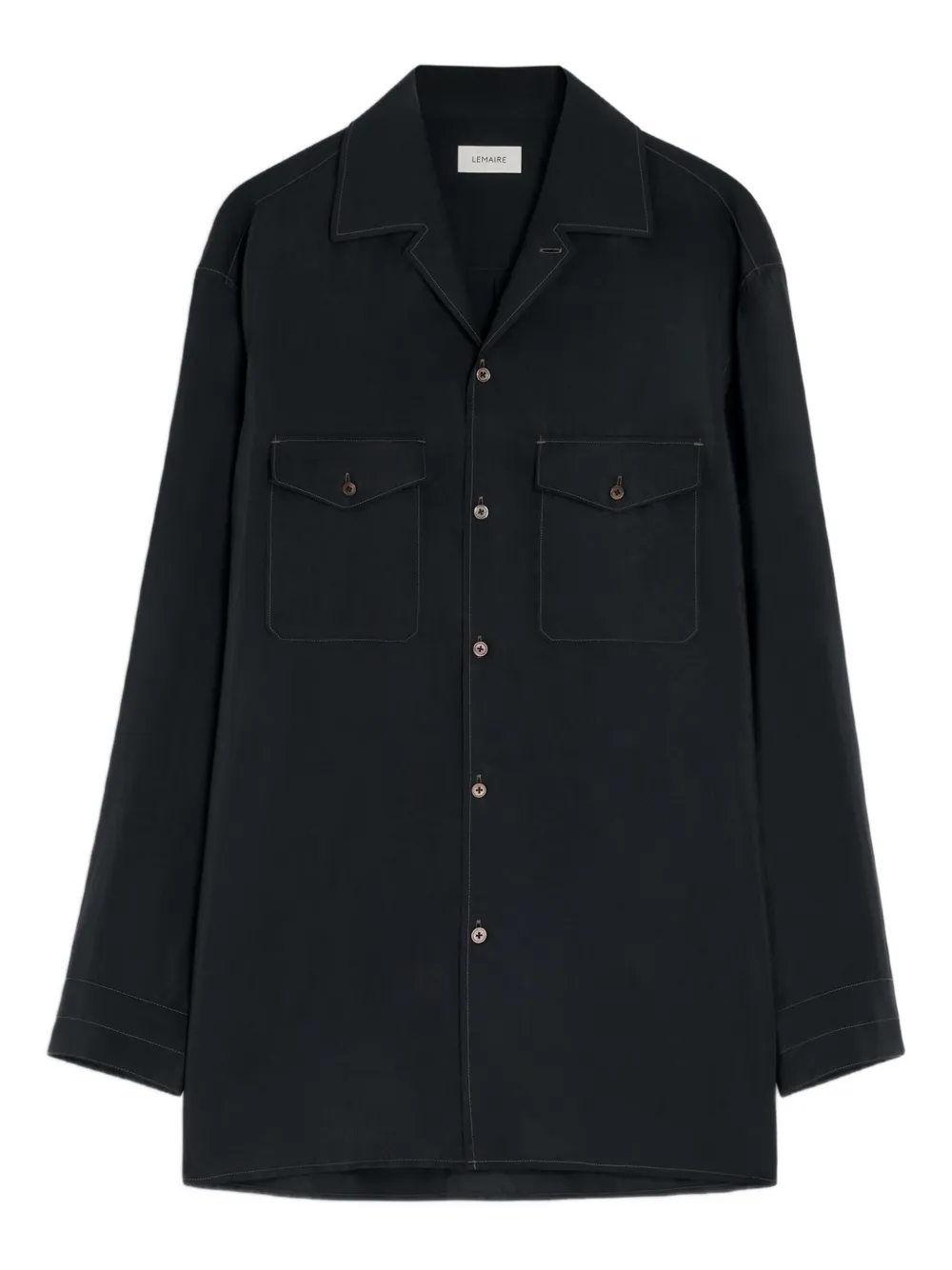 notched-collar fla-pocket shirt