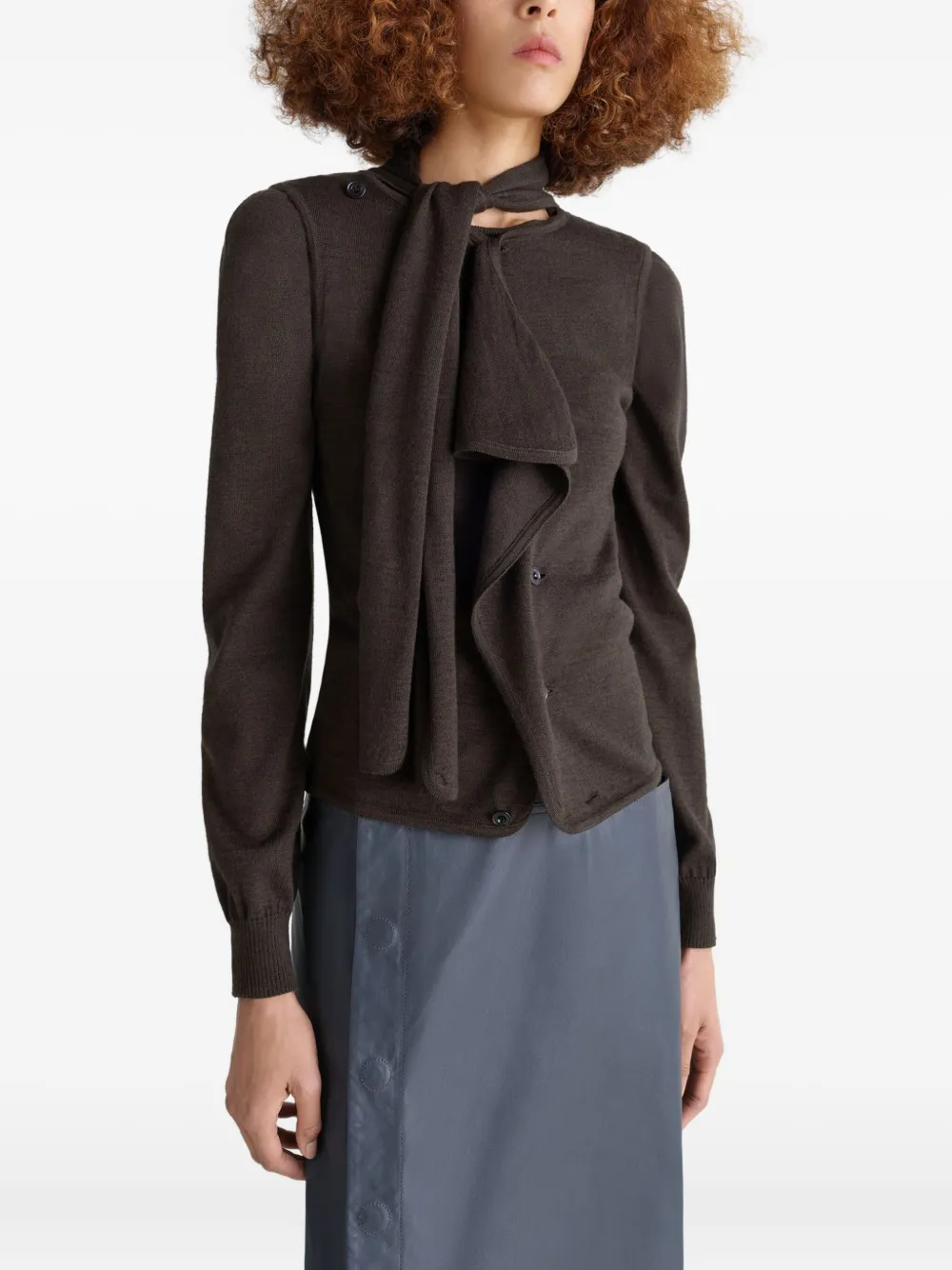 Lemaire Asymmetric Sleeveless Cardigan In Brown