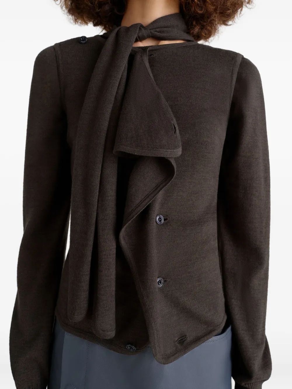 Lemaire Asymmetric Sleeveless Cardigan In Brown