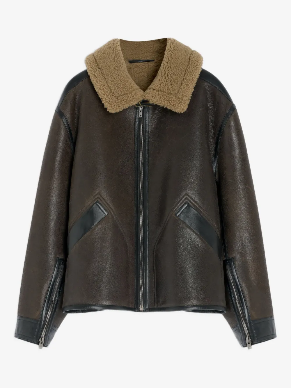 LEMAIRE shearling-trim jacket | Brown | Image 1