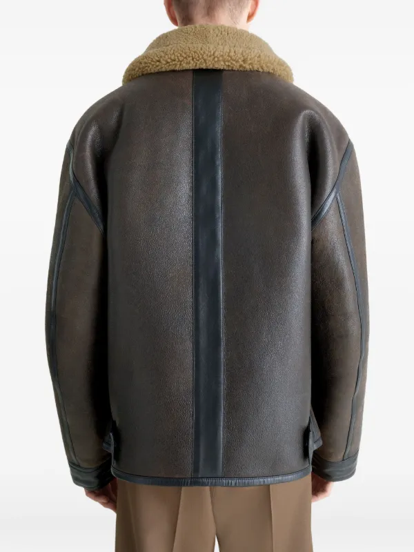 LEMAIRE shearling-trim Jacket | Brown | FARFETCH
