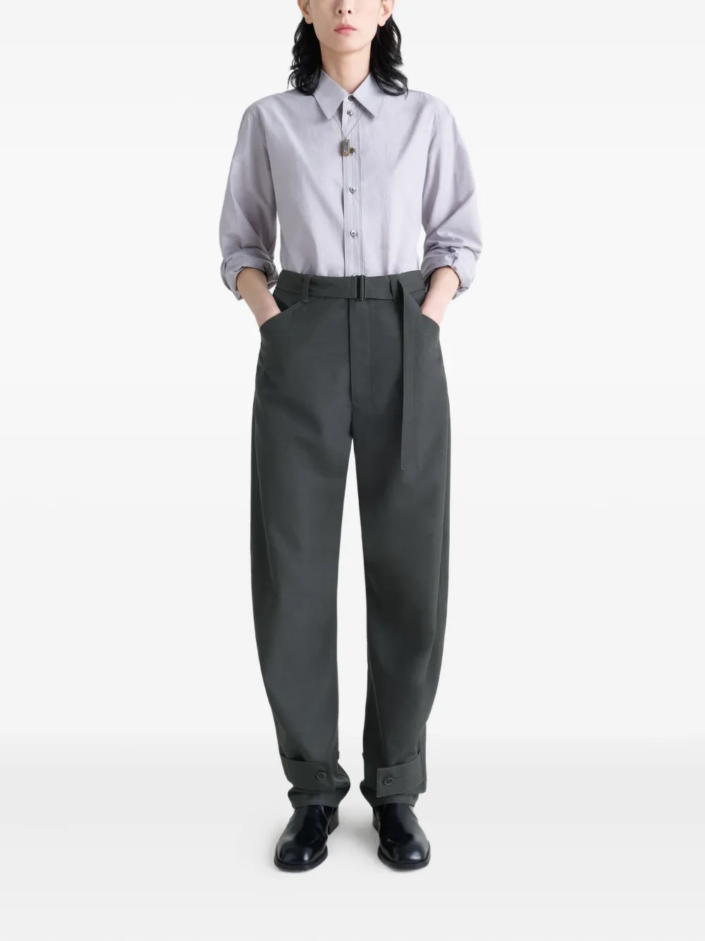 LEMAIRE Broek met ceintuur - Grijs