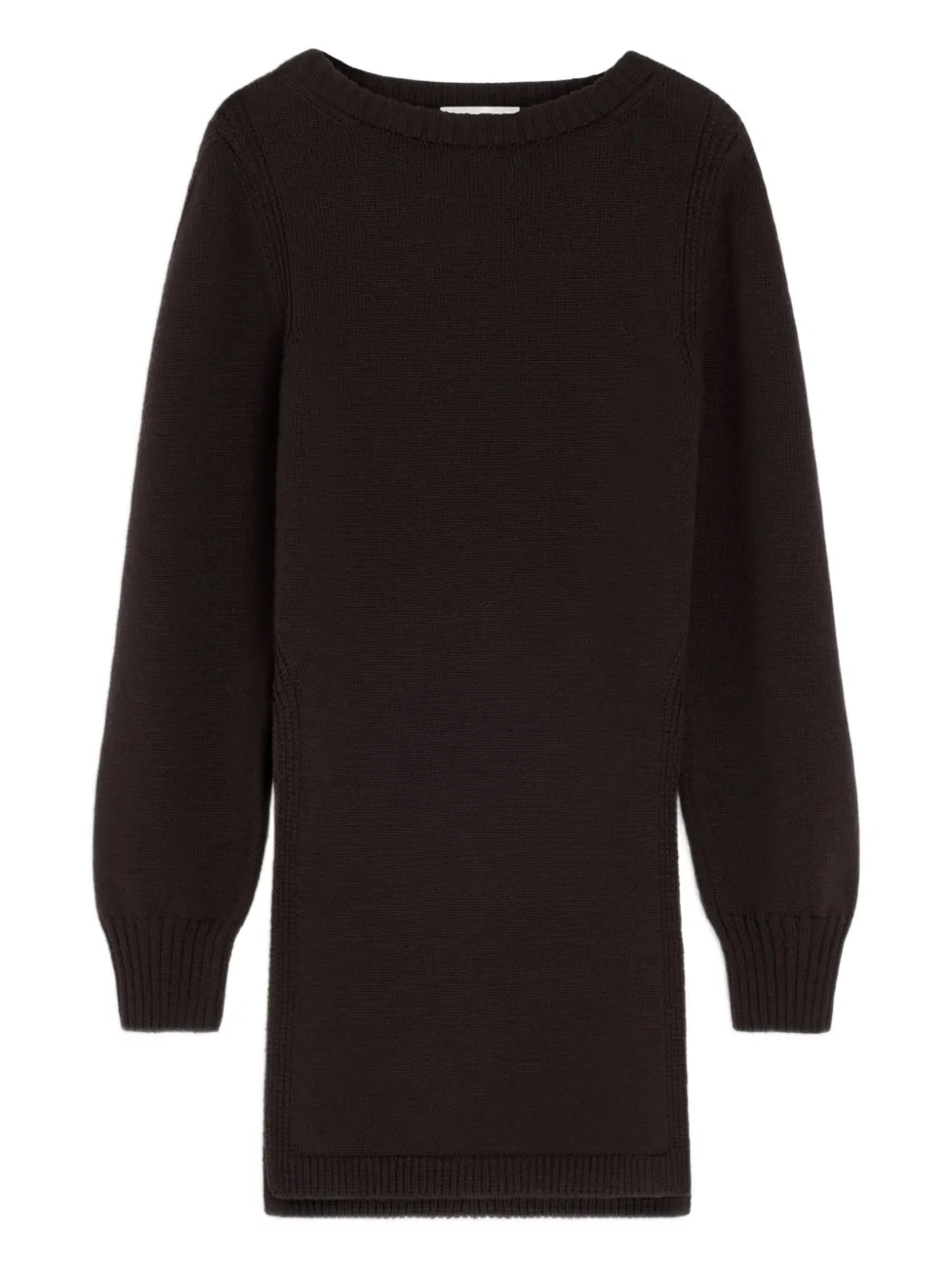 Lemaire Side-slit Crew-neck Sweater In Brown