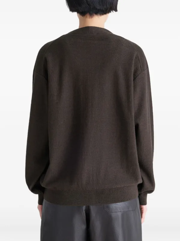 LEMAIRE ツイスト Vネックカーディガン | ブラウン | FARFETCH JP