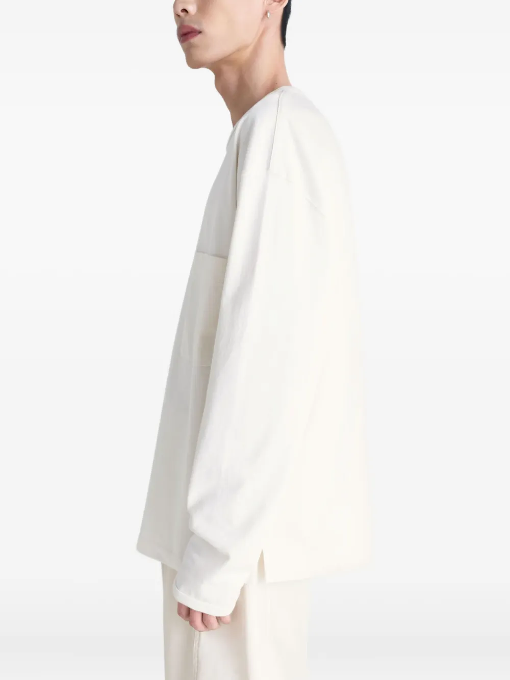 LEMAIRE T-shirt met opgestikte zak en lange mouwen Wit