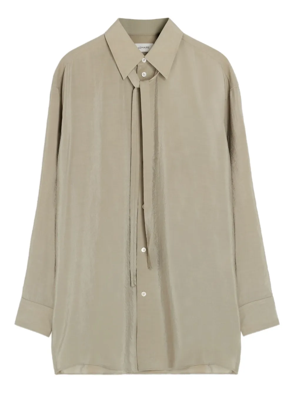 tied-neck buttoned shirt
