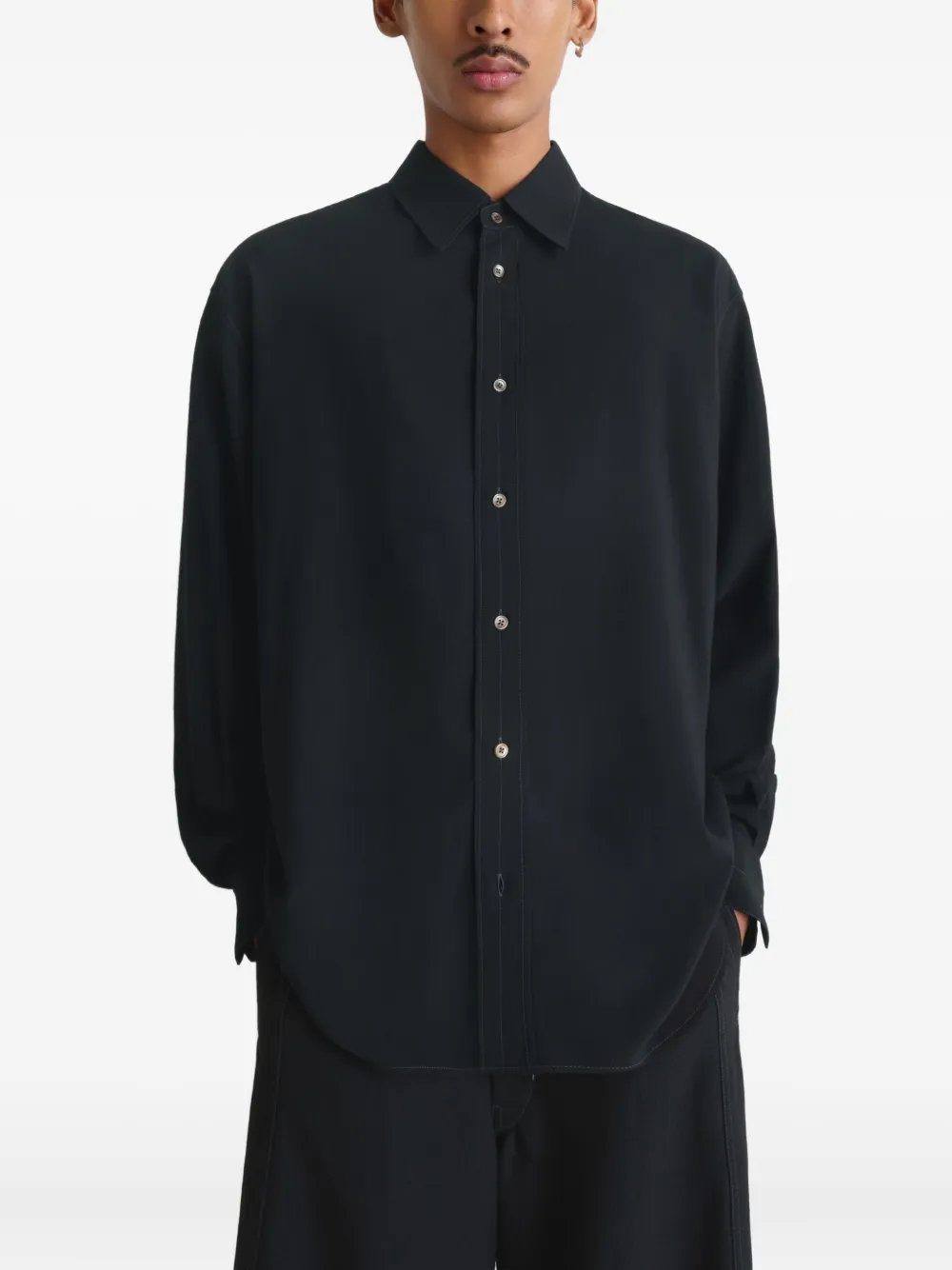 Lemaire Button-down Shirt In Black