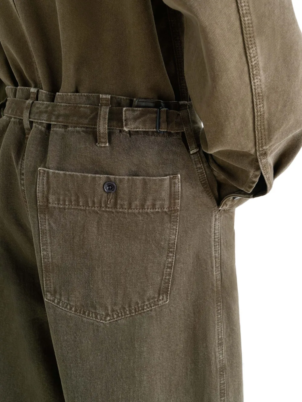 LEMAIRE Maxi Workwear jeans met sneeuwwassing Groen
