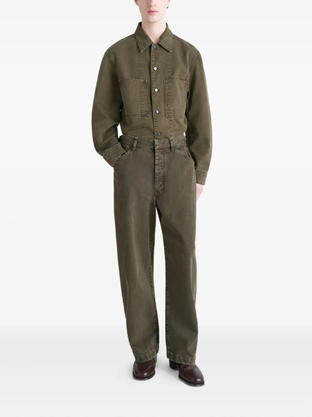 LEMAIRE Maxi Workwear jeans met sneeuwwassing - Groen