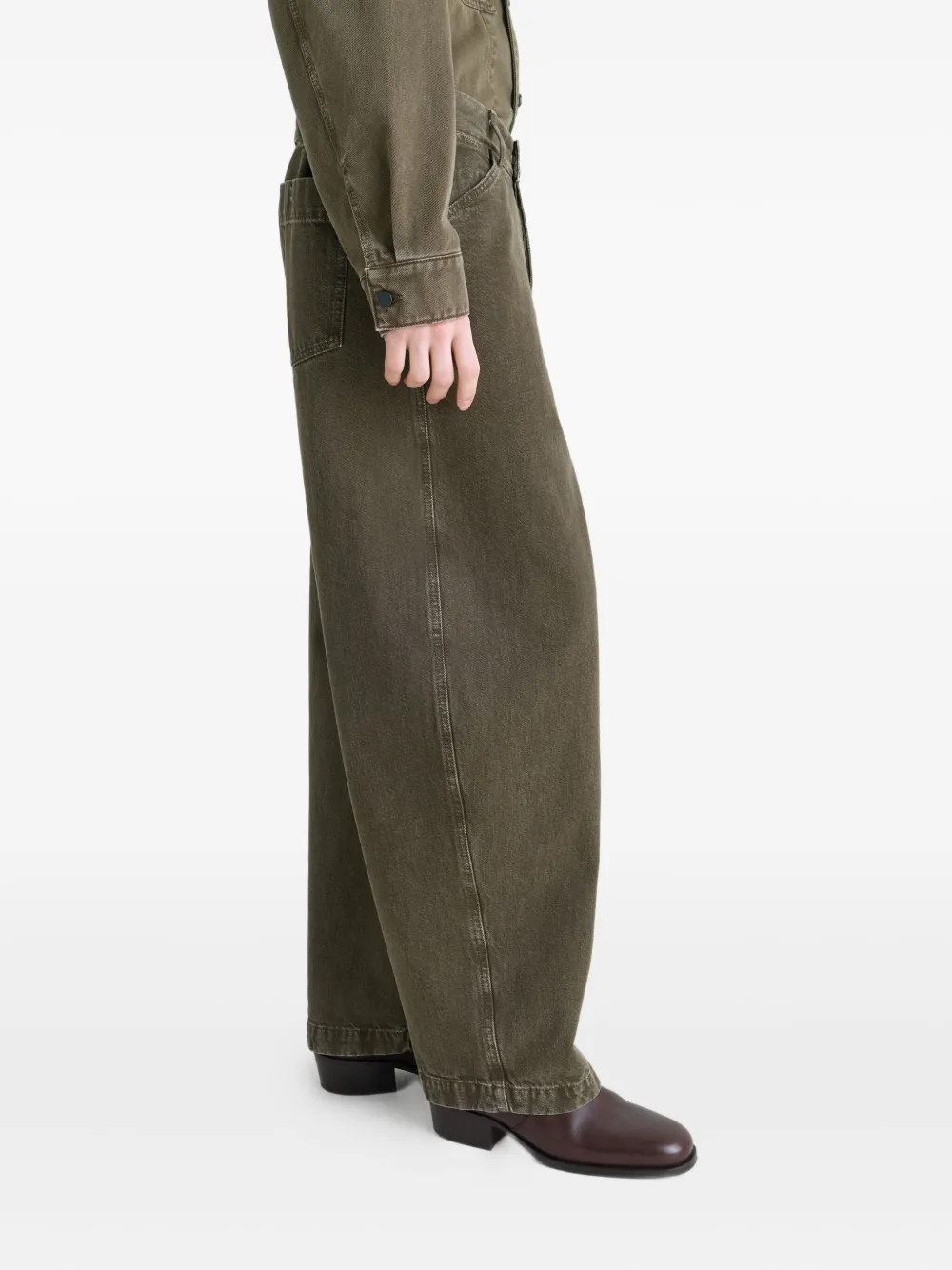 LEMAIRE Maxi Workwear jeans met sneeuwwassing Groen