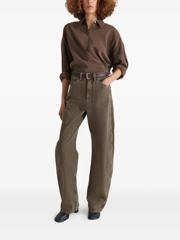 LEMAIRE ツイストシャツ　ブラウン LEMAIRE ツイストカラーシャツ | ブラウン | FARFETCH JP