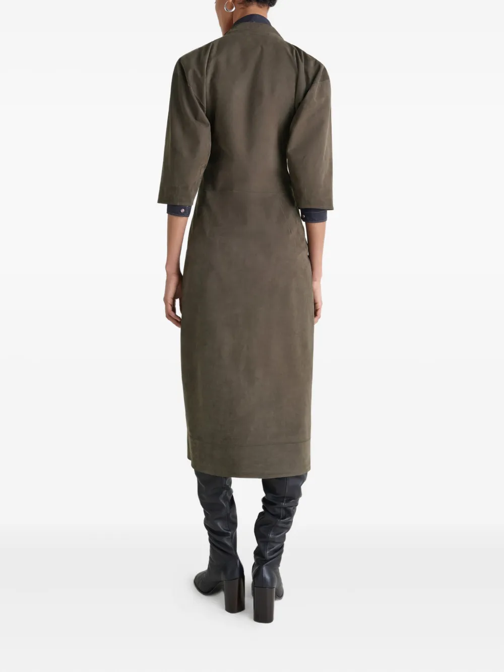 LEMAIRE Mini-jurk met cropped mouwen en V-hals Groen