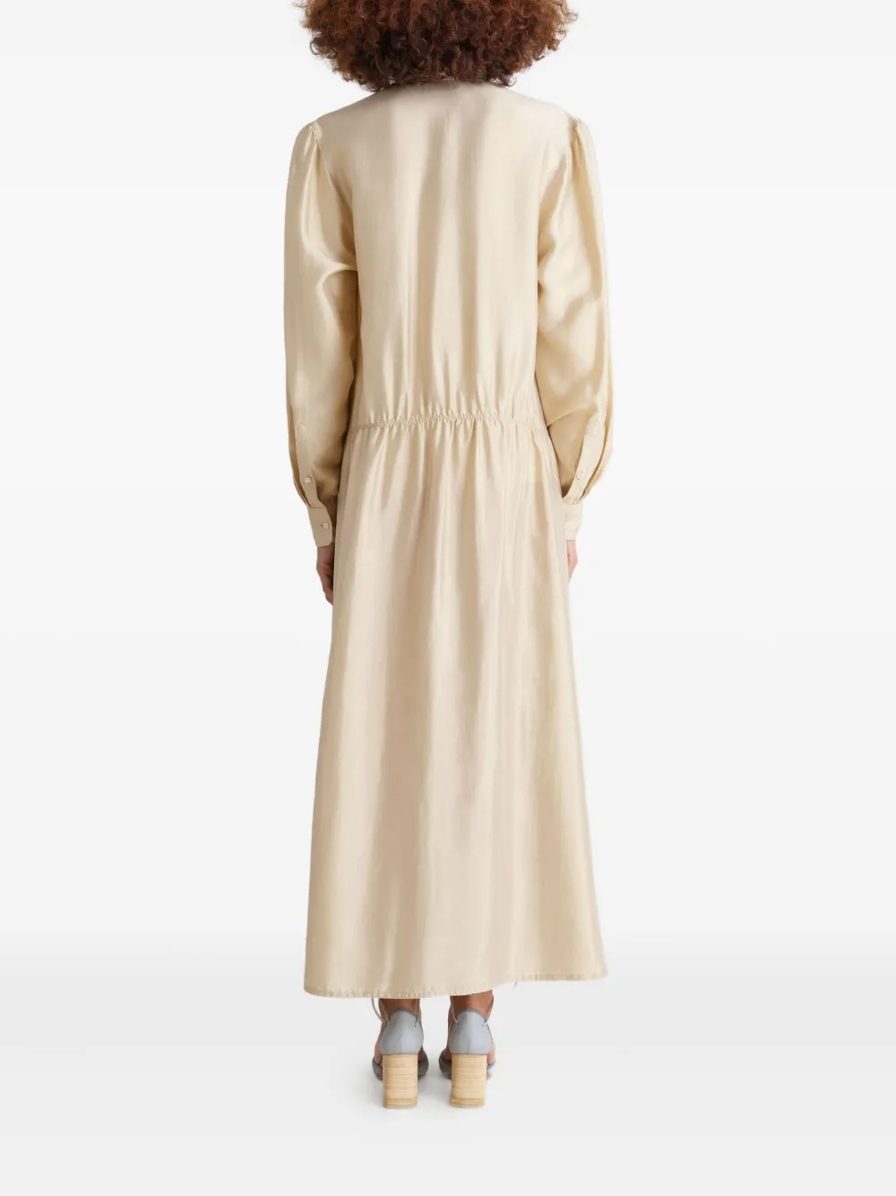 Lemaire Gathered Buttoned Maxi Dress In Neutral