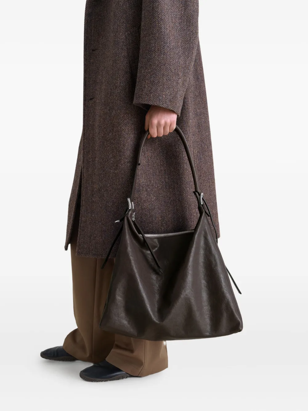 LEMAIRE Hobo leren schoudertas met ceintuur Bruin