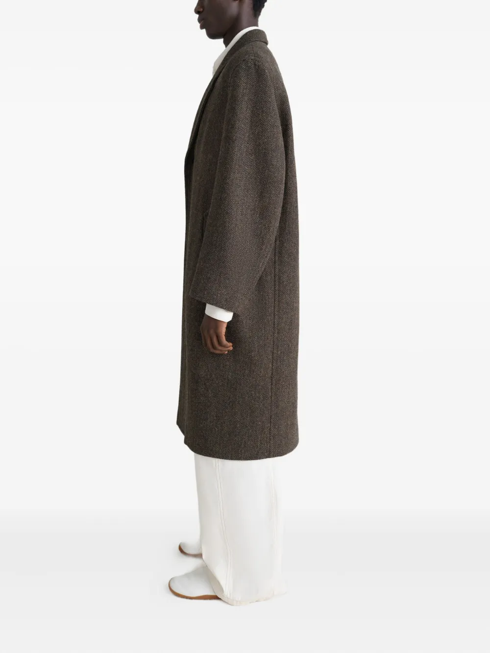 LEMAIRE Tweed jas met visgraatpatroon Bruin