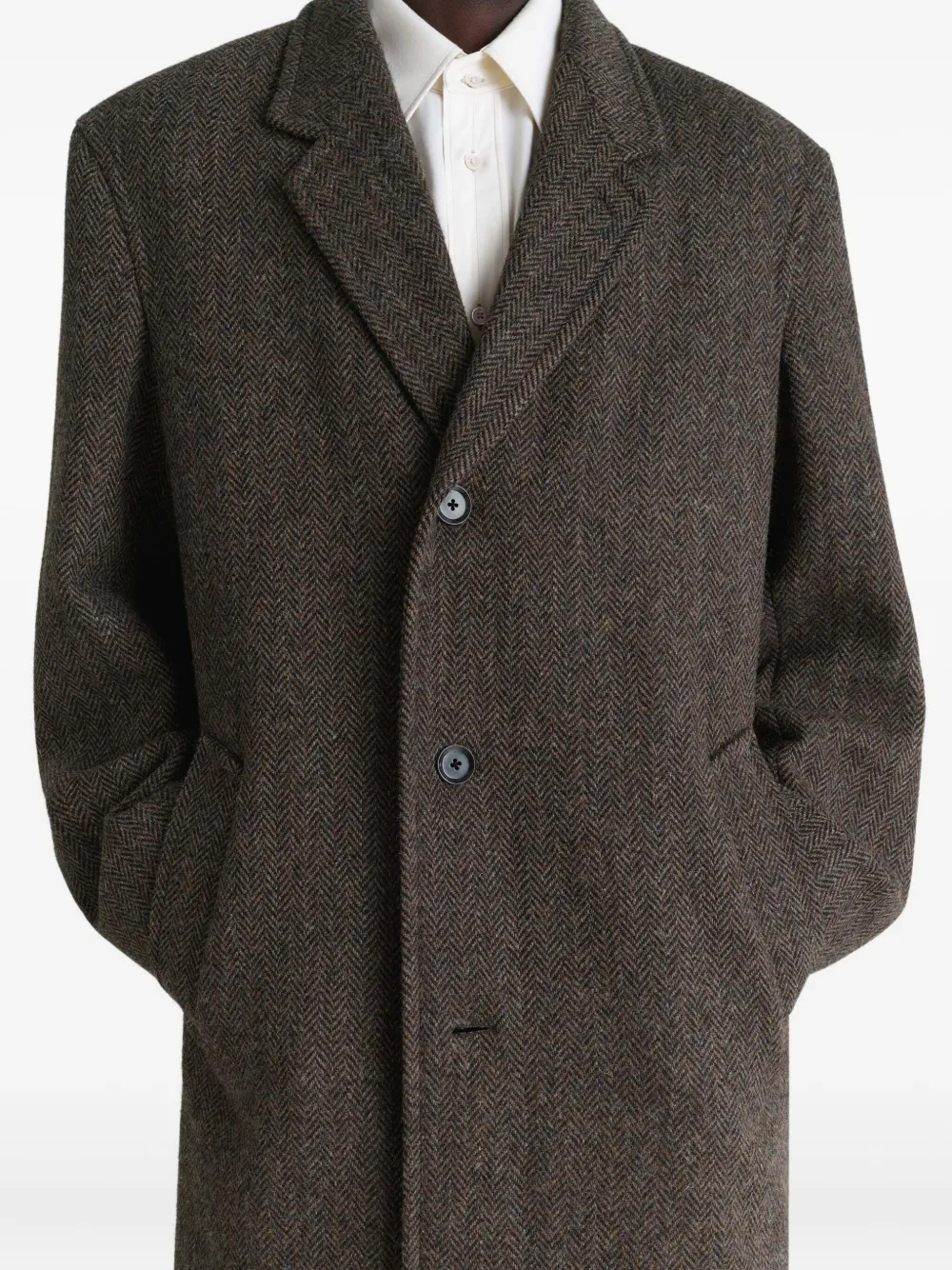 LEMAIRE Tweed jas met visgraatpatroon Bruin