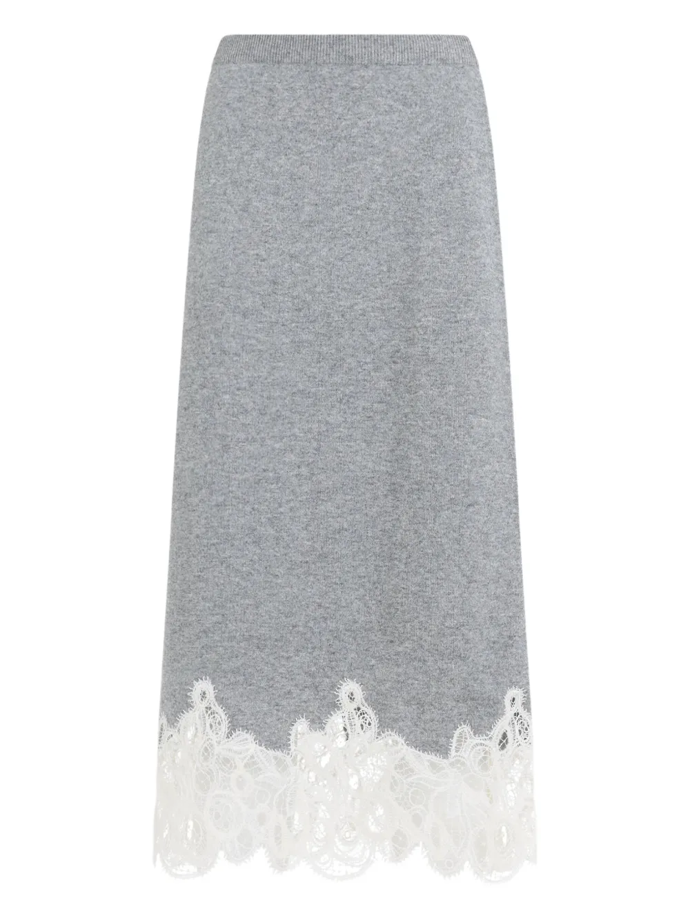 Fabiana Filippi Midi-rok met geborduurde kanten details Grijs