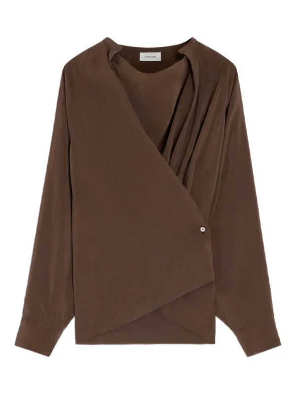 Lemaire Twisted Pleat Blouse in Brown