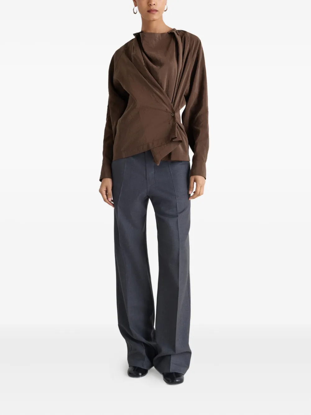 LEMAIRE Gedraaide geplooide blouse - Bruin