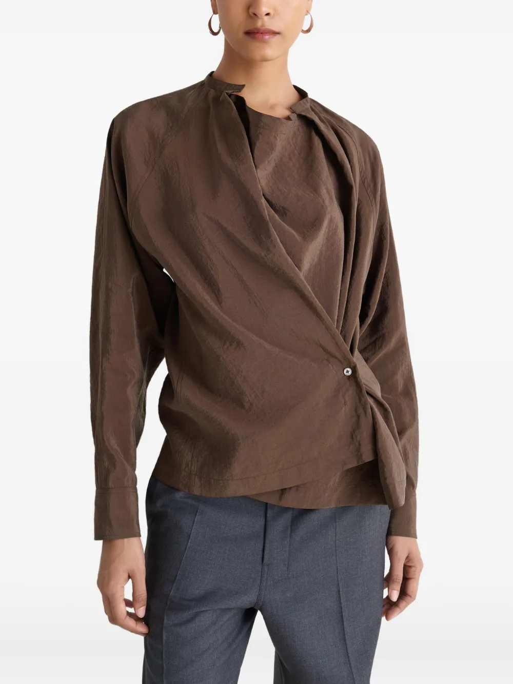 LEMAIRE Gedraaide geplooide blouse Bruin