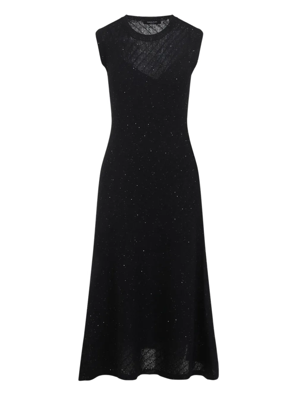 Fabiana Filippi Mouwloze jurk verfraaid met glitters 825 NERO