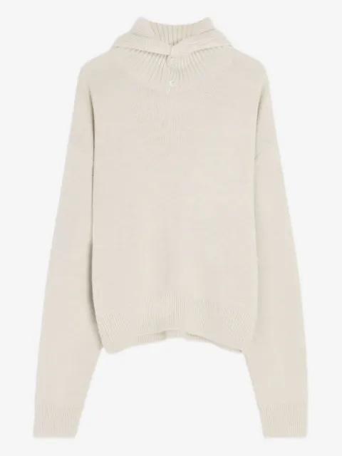 LEMAIRE hoodie con ribete de canalé