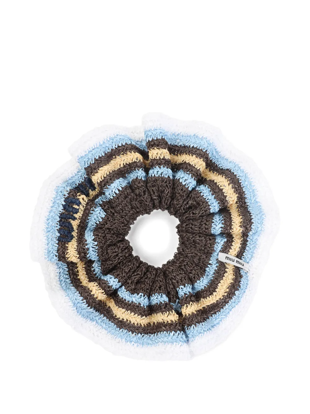 Miu Gestreepte scrunchie Bruin