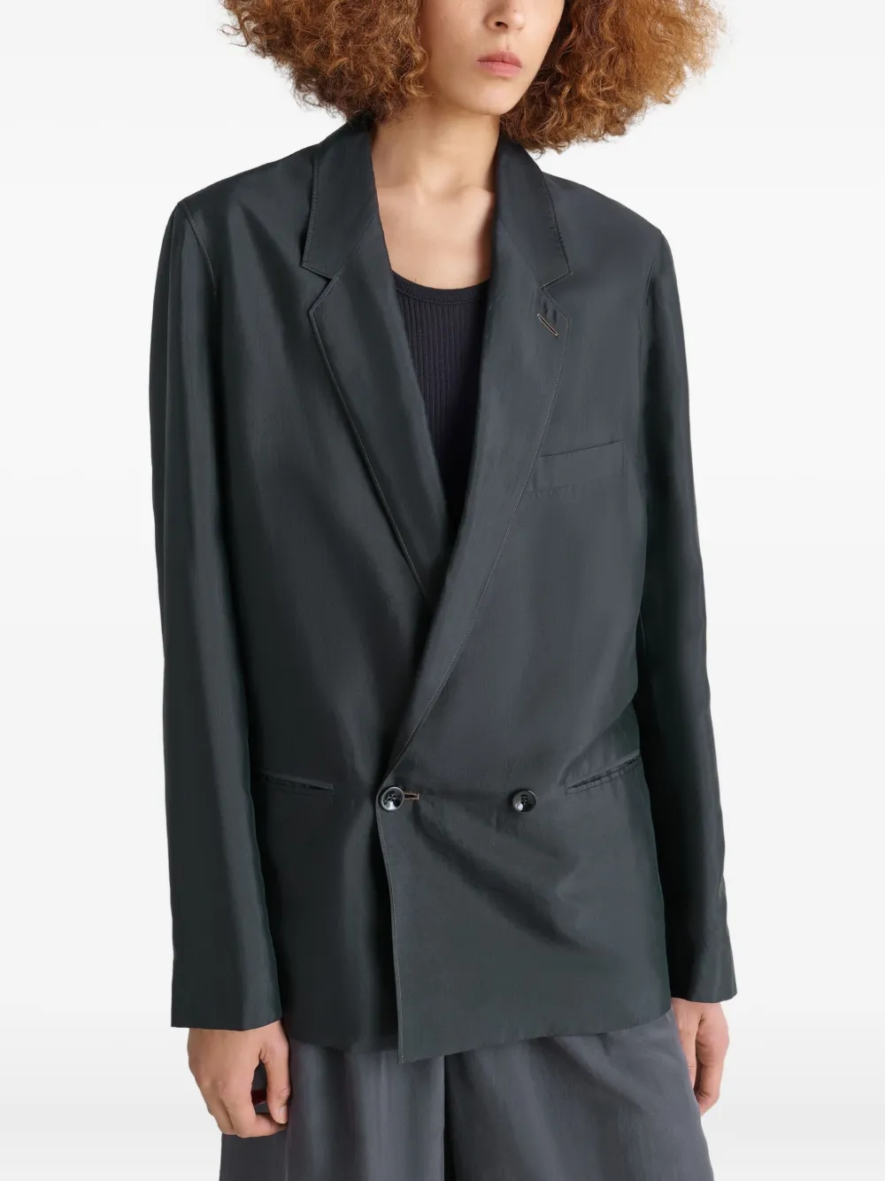 Lemaire Double-breasted Tailored Blazer In Black