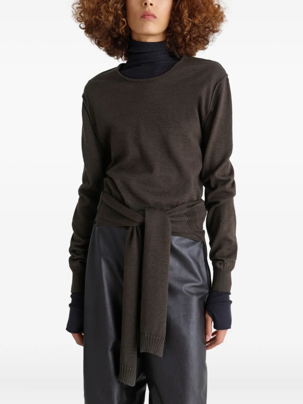LEMAIRE Asymmetrische top met ceintuur Bruin