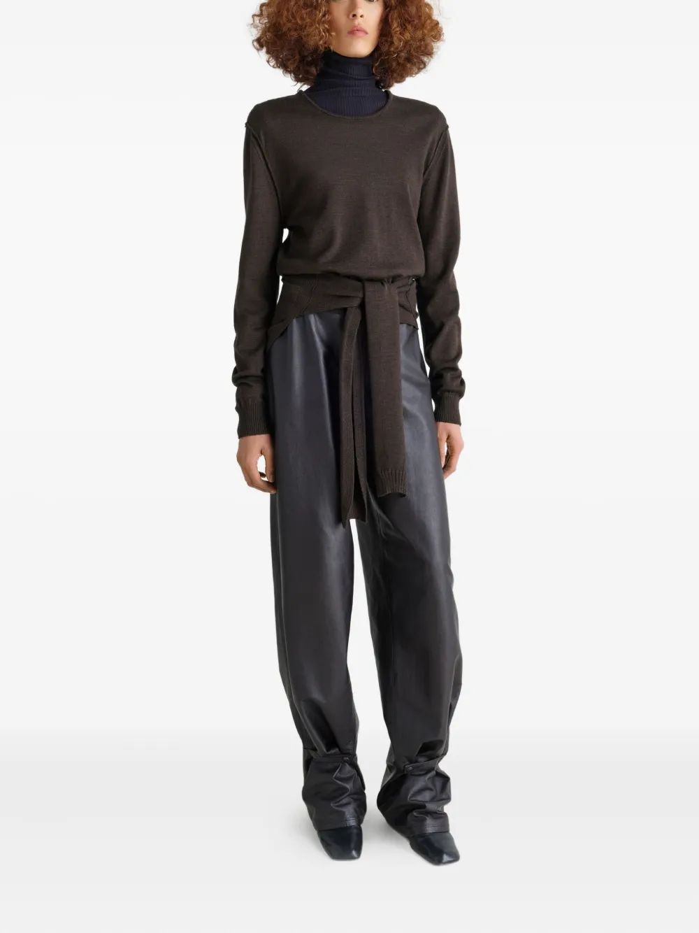 LEMAIRE Asymmetrische top met ceintuur Bruin