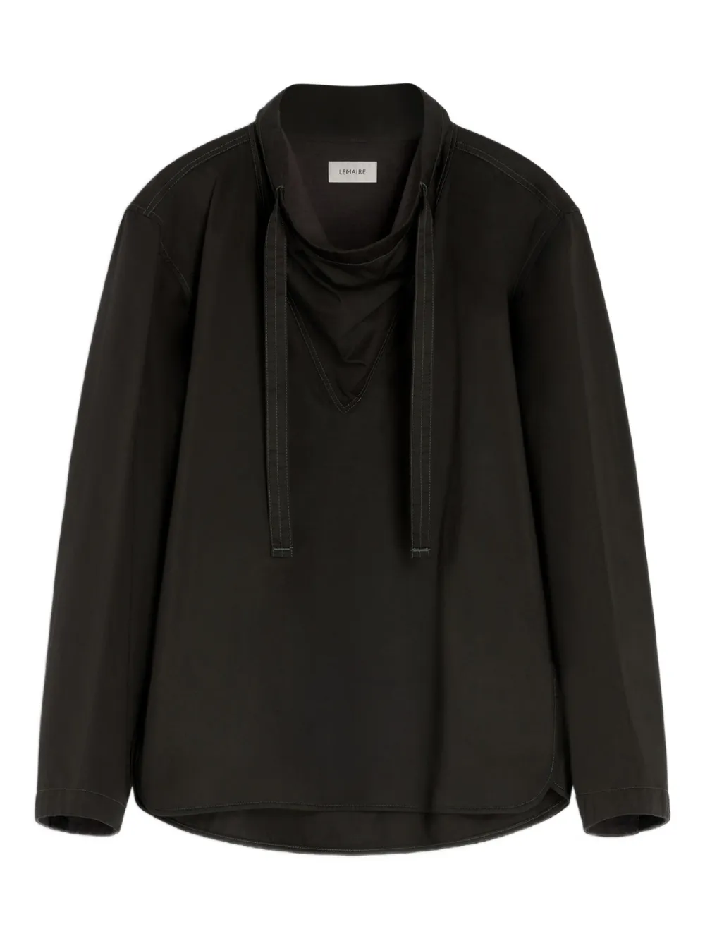 Lemaire Blouse With Drawstring Neck And Long Sleeves In Brown