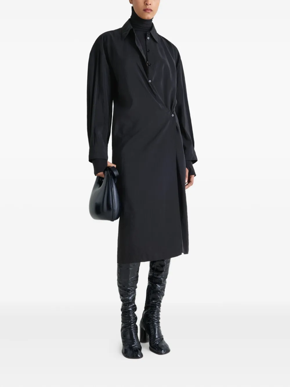 LEMAIRE Midi-jurk met gedraaid detail Zwart