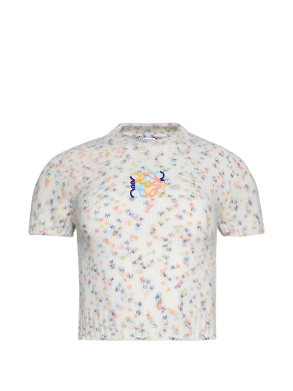 Loewe Short-sleeve Knitted Top in White