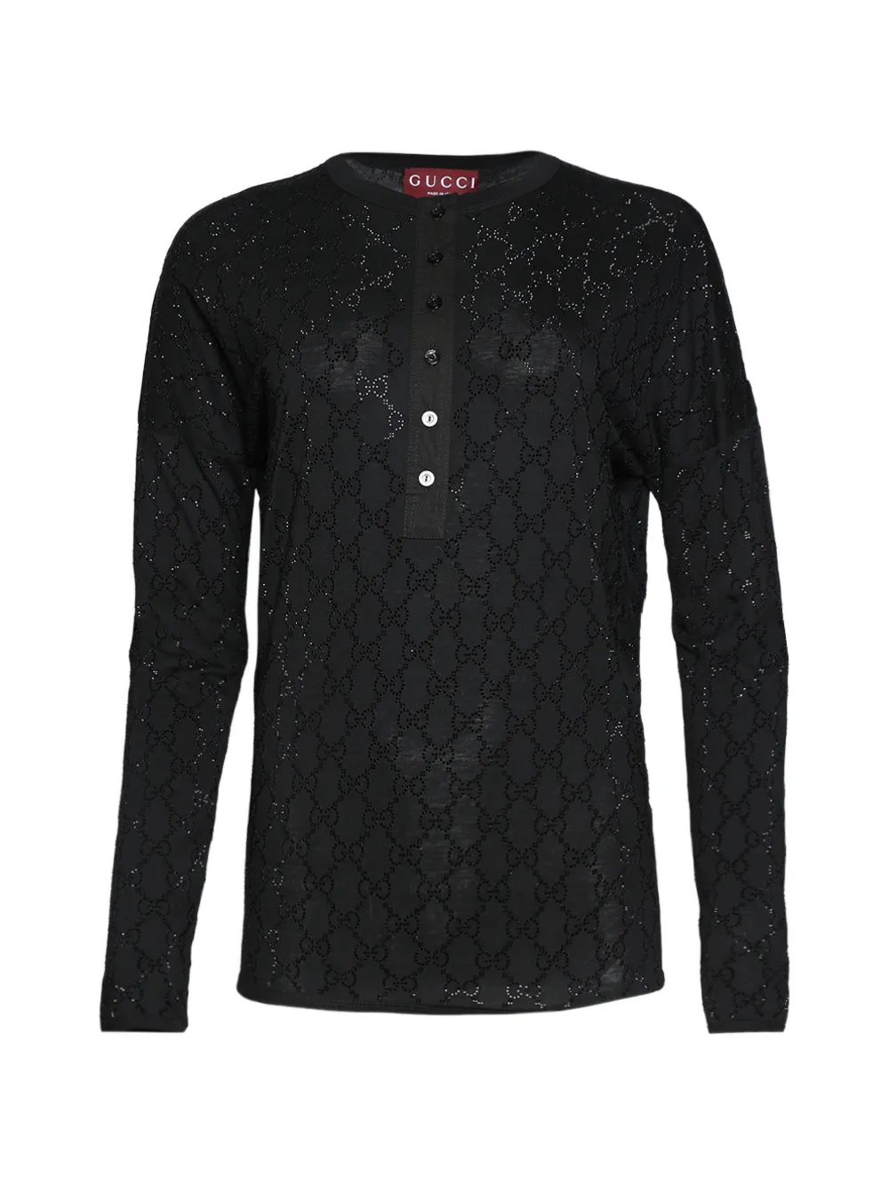Gucci monogram buttoned T-shirt - Schwarz