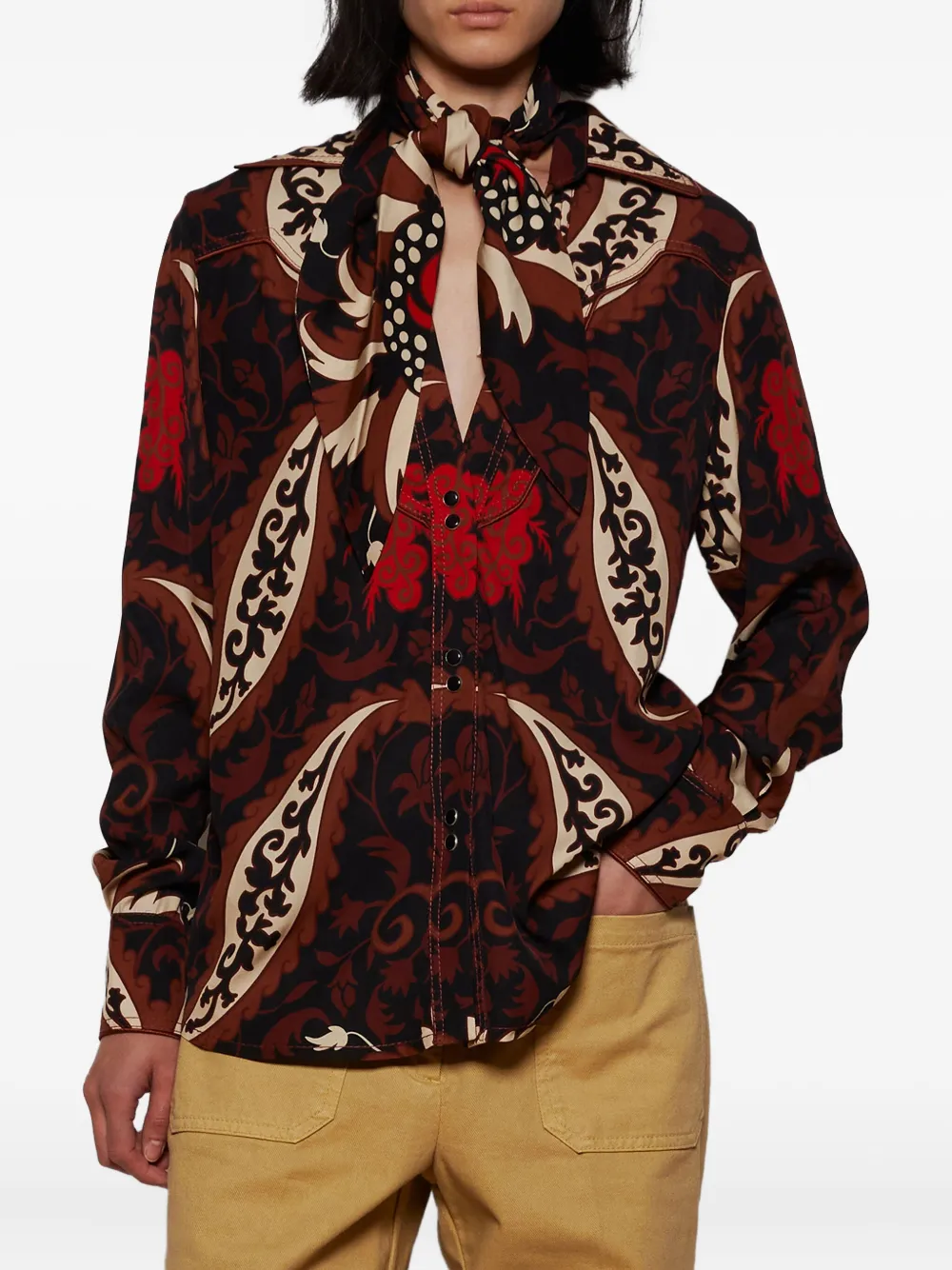 Johanna Ortiz Twill blouse met print Bruin
